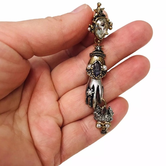 Skull Punk Dangle Earrings Halloween Skeleton Jewelry - Picture 3 of 7